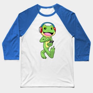 Frog at Music with Headphone Baseball T-Shirt